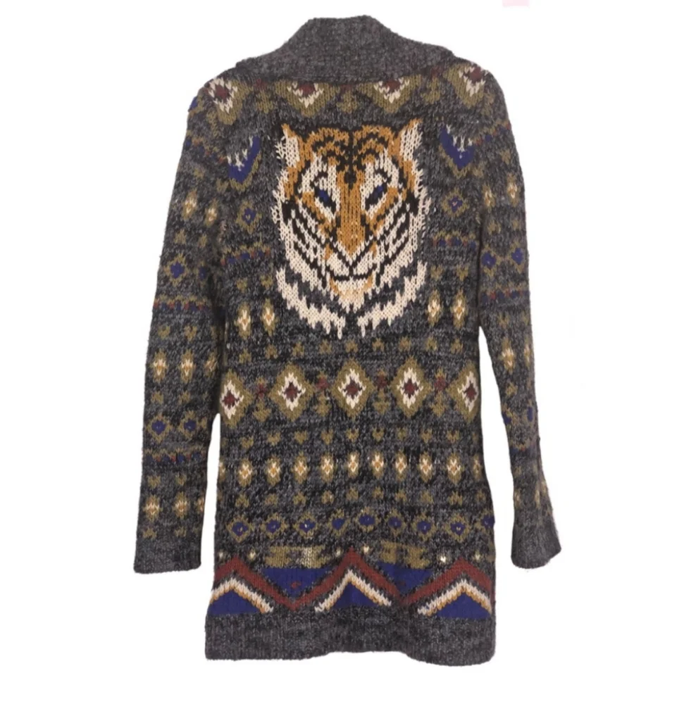 Free People Mascot Tiger Cardigan Size Small Wool Blend Button Front